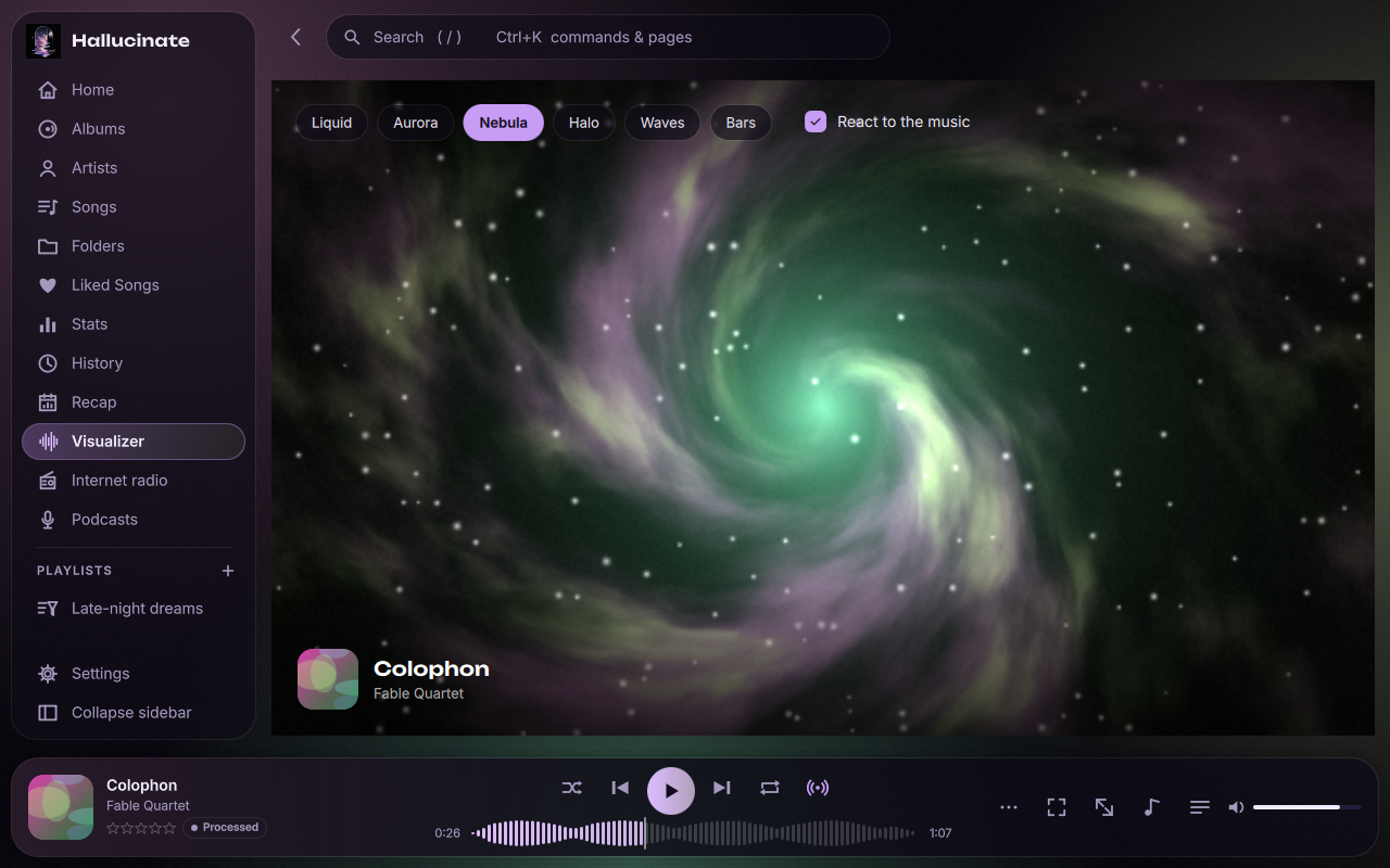 The Nebula visualizer filling the page